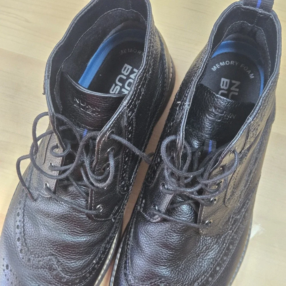 Nunn Bush Men's 10.5M Black Leather Wingtip Brogue Chukka Boots Memory Foam